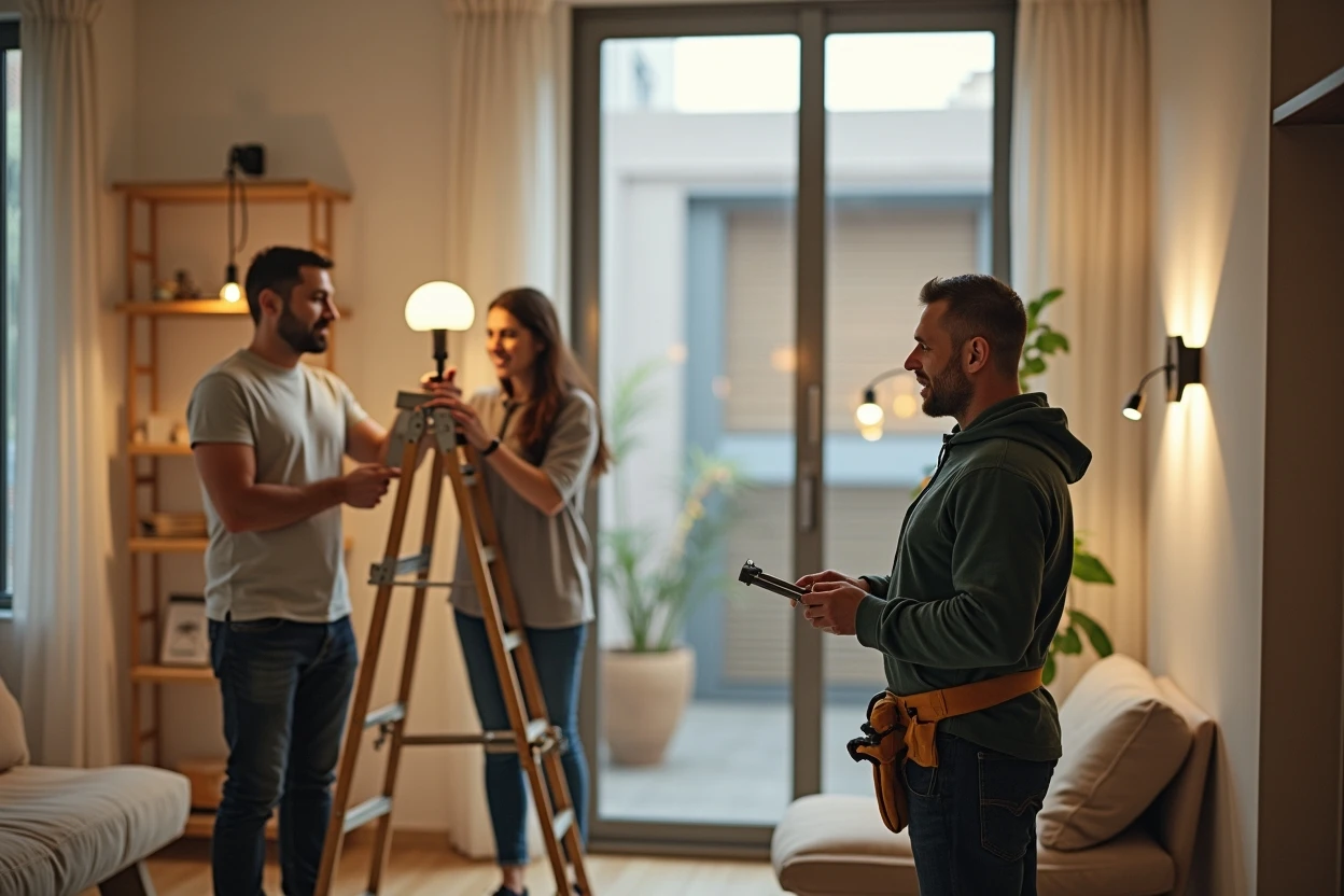 Sala con diseño de iluminación residencial